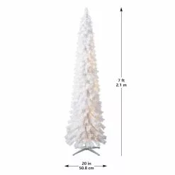 Outlet 🧨 7ft. Pre-Lit White Norway Artificial Pencil Christmas Tree, Clear Lights by Ashland® ⌛ -Ashland Sale Store 10487971 13