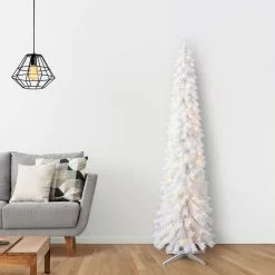 Outlet 🧨 7ft. Pre-Lit White Norway Artificial Pencil Christmas Tree, Clear Lights by Ashland® ⌛ -Ashland Sale Store 10487971 15