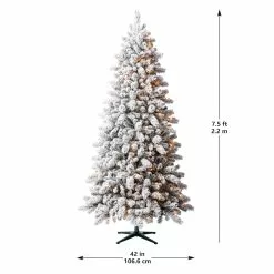 Best Pirce ❤️ 7.5ft. Pre-Lit Vermont Pine Flocked Artificial Christmas Tree, Clear Lights by Ashland® 🔥 -Ashland Sale Store 10489203 14