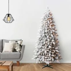 Best Pirce ❤️ 7.5ft. Pre-Lit Vermont Pine Flocked Artificial Christmas Tree, Clear Lights by Ashland® 🔥 -Ashland Sale Store 10489203 16