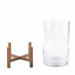 Budget ❤️ Glass Candle Holder with Wood Base by Ashland® 💯 -Ashland Sale Store 10633856 2 1