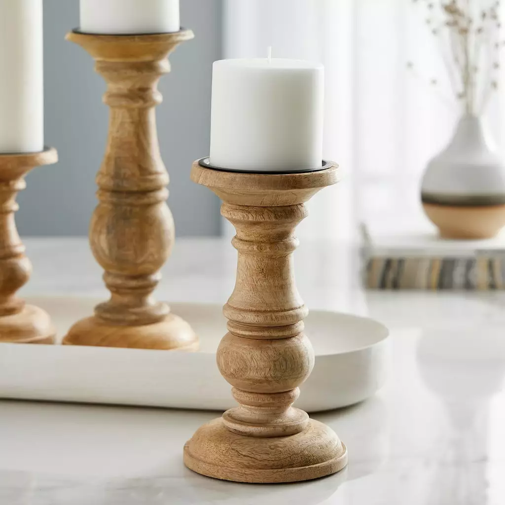 Wholesale ✔️ Wood Carved Pillar Candle Holder by Ashland® 💯 4 Wholesale ✔️ Wood Carved Pillar Candle Holder by Ashland® 💯 - Image 2