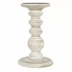Deals 🔔 Whitewashed Wood Carved Pillar Candle Holder by Ashland® 🤩
