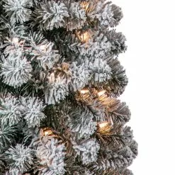 Cheapest ⭐ 7ft. Pre-Lit Flocked Artificial Pencil ❤️ Christmas Tree, Clear Lights by Ashland® ⌛ -Ashland Sale Store 10643349 10