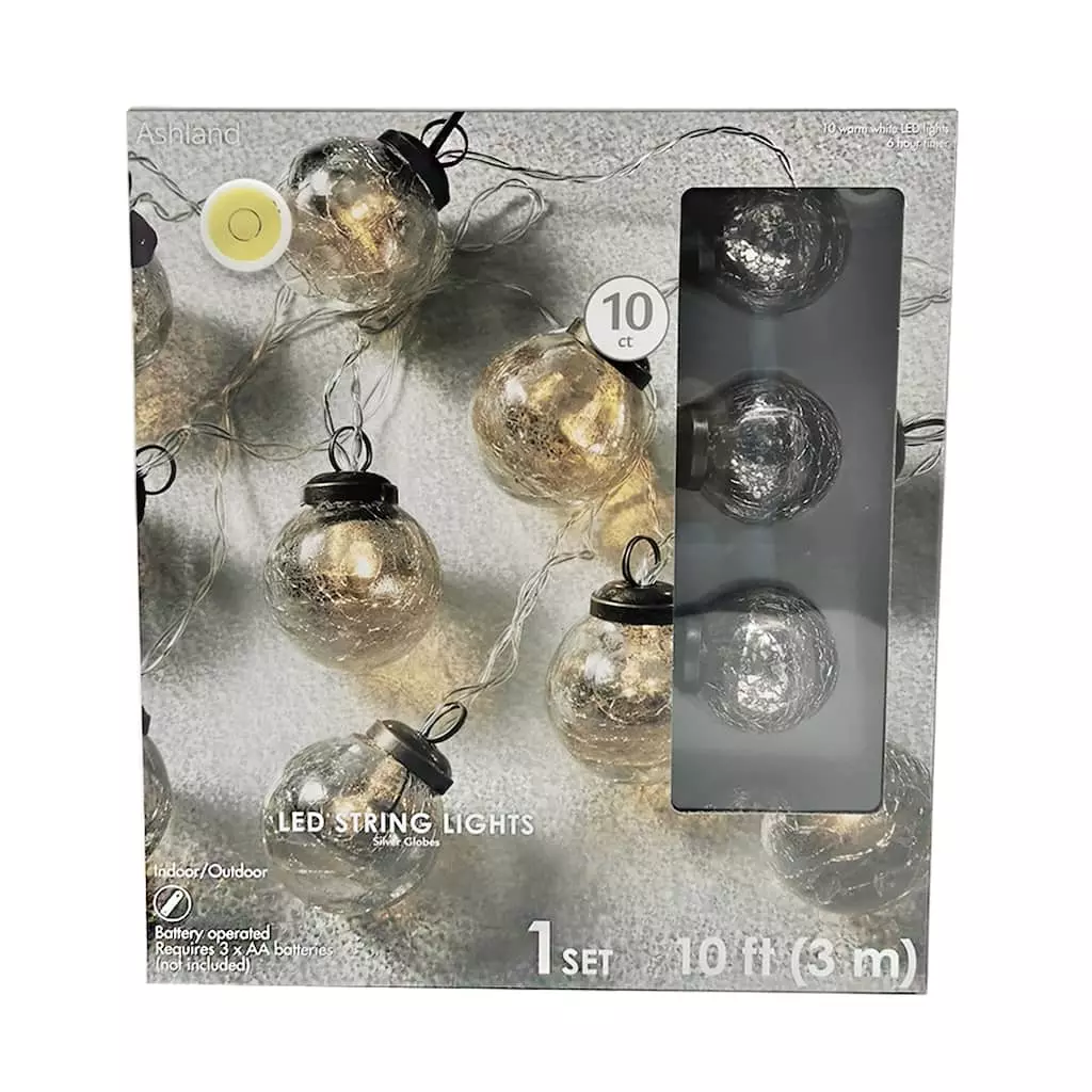 Promo 🎁 6 Pack: 10ct. Warm White LED Silver Globe String Lights by Ashland® 😉 3 Promo 🎁 6 Pack: 10ct. Warm White LED Silver Globe String Lights by Ashland® 😉