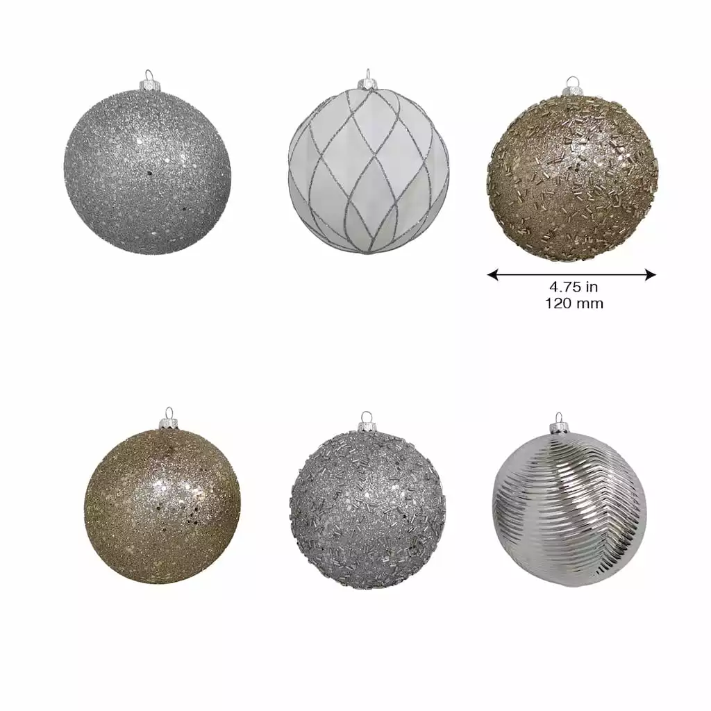 Deals ⌛ Assorted 6ct. 4.5" Silver & White Shatterproof Ball Ornaments by Ashland® 🛒 6 Deals ⌛ Assorted 6ct. 4.5" Silver & White Shatterproof Ball Ornaments by Ashland® 🛒 - Image 4