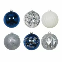 Deals ⭐ Assorted 6ct. 5" Silver, Blue & White Shatterproof Ball Ornaments by Ashland® 👍 -Ashland Sale Store 10672869 3