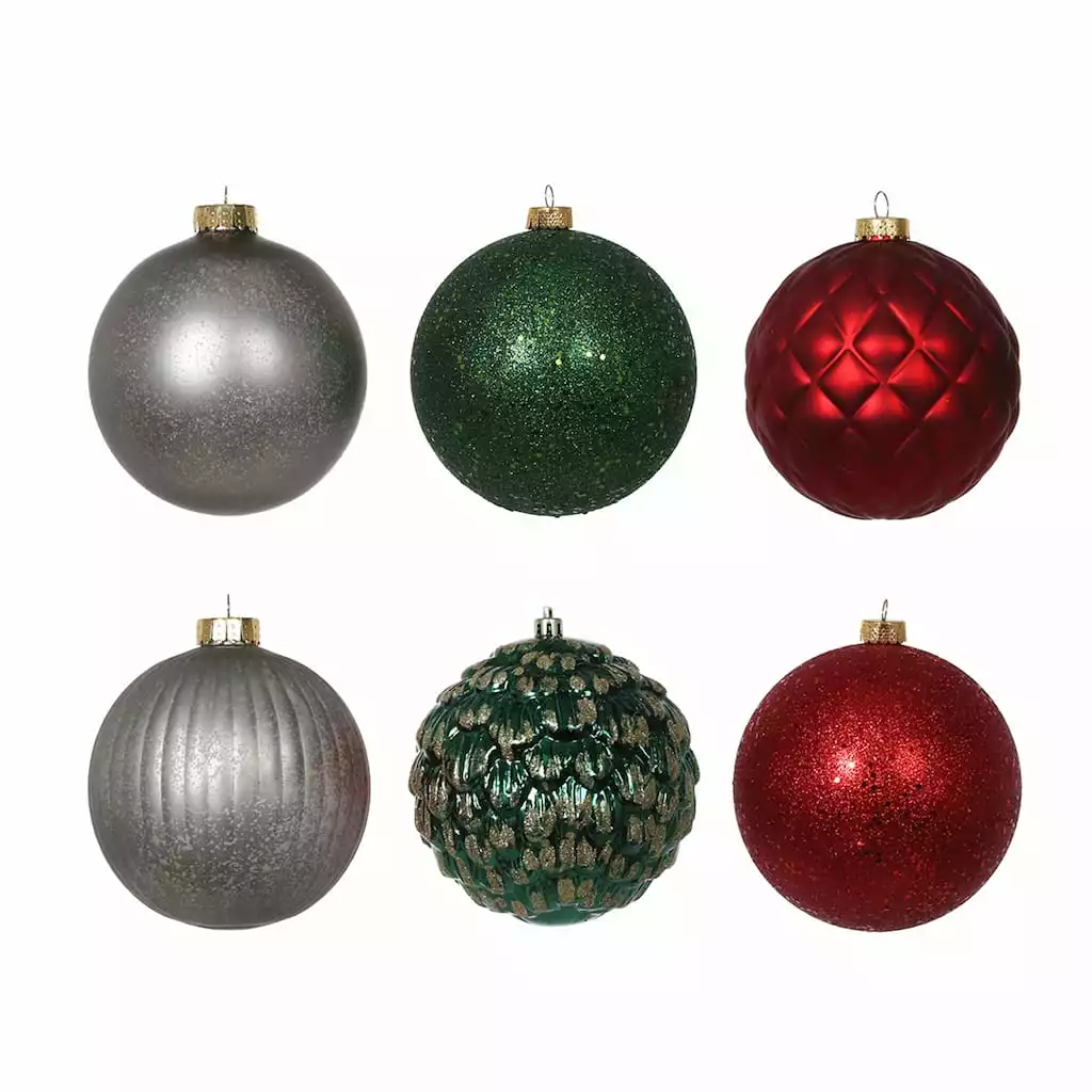Wholesale 😀 Assorted 6ct. 4.5" Farmhouse Ball Ornament Set by Ashland® 🤩 4 Wholesale 😀 Assorted 6ct. 4.5" Farmhouse Ball Ornament Set by Ashland® 🤩 - Image 2