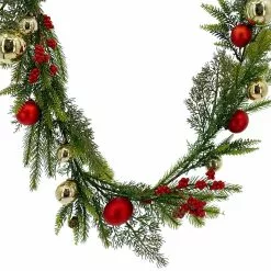 Deals 🧨 6ft. Red & Gold Ornament, Mixed Pine & Berry Garland by Ashland® 🎉