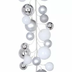 Budget ❤️ 6ft. Silver & White Ball Ornament Garland by Ashland® 🎁