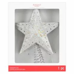 Cheap ⭐ 12.5" Silver Glitter Star Lighted Kaleidoscope Tree Topper by Ashland® 🎁