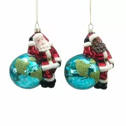 Deals ⌛ Assorted 4" Glass Santa & World Ornament by Ashland® 🔥 Christmas ✔️