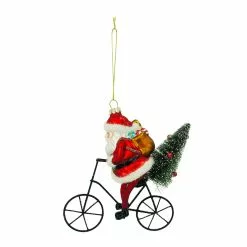 Best Pirce 🔥 4.7'' Santa with Bicycle Glass Christmas Ornament by Ashland® ❤️