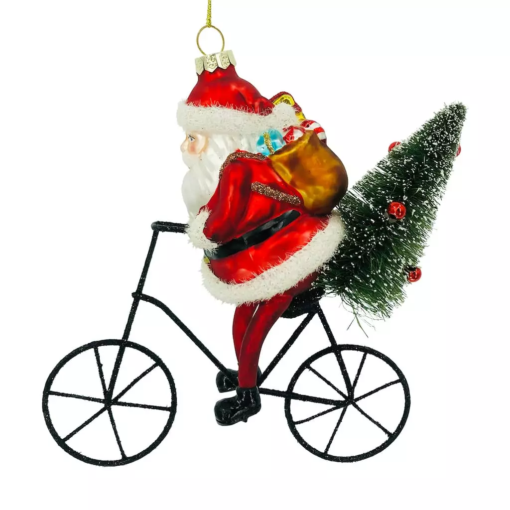 Best Pirce 🔥 4.7'' Santa with Bicycle Glass Christmas Ornament by Ashland® ❤️ 4 Best Pirce 🔥 4.7'' Santa with Bicycle Glass Christmas Ornament by Ashland® ❤️ - Image 2