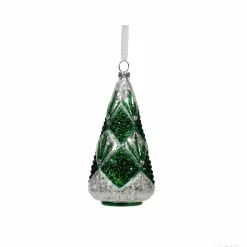 New ✨ Green & Silver Glass 🧨 Christmas Tree Ornament by Ashland® 😍 -Ashland Sale Store 10698418