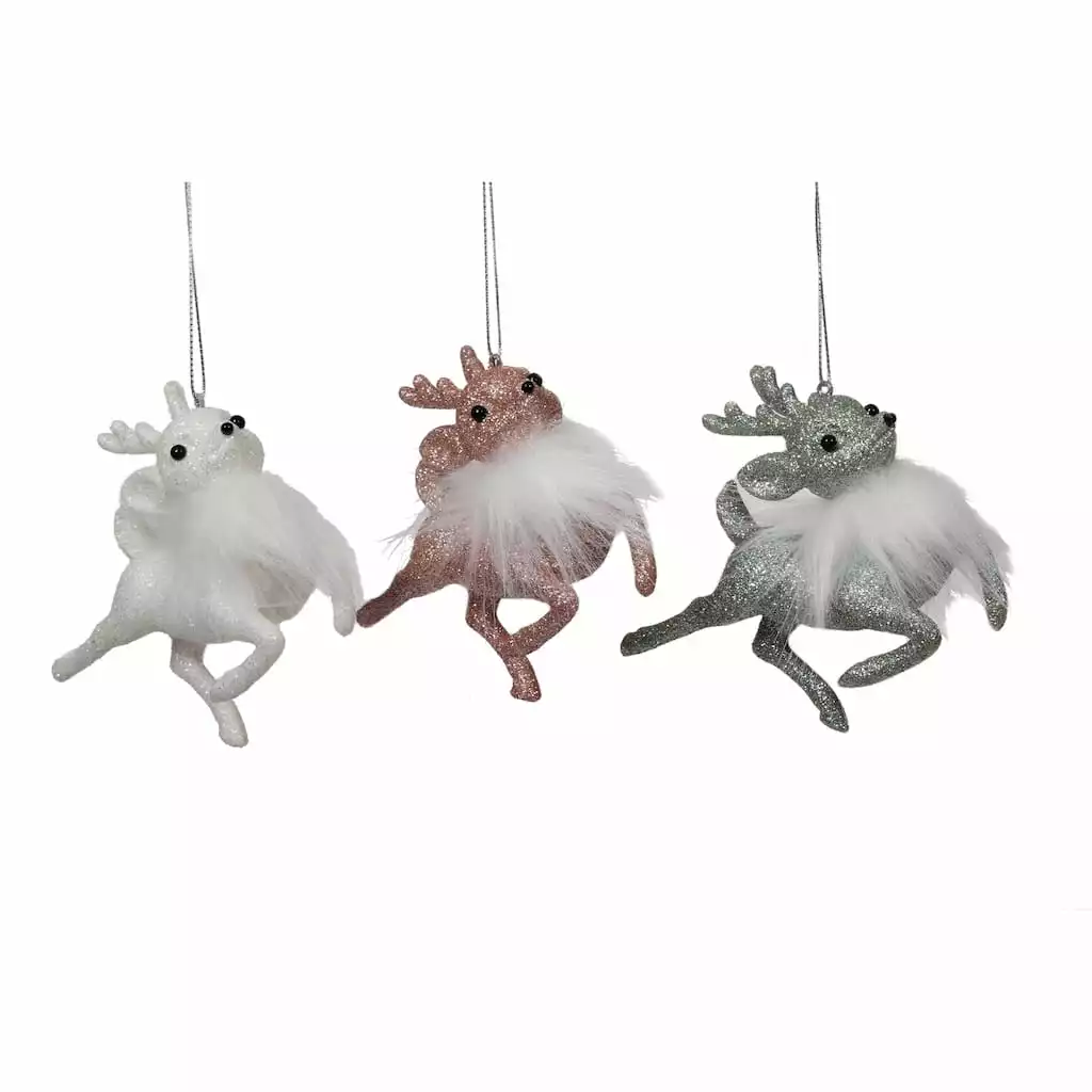 New 🎉 Assorted Deer with Faux Fur Ornament by Ashland® ⭐ 3 New 🎉 Assorted Deer with Faux Fur Ornament by Ashland® ⭐