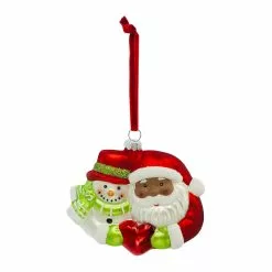 Coupon 😀 Santa & Snowman Heart Glass Ornament by Ashland® ❤️