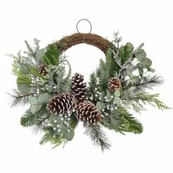 Outlet ⭐ 22" Icy Mixed Pine & Silver Berry Half Wreath by Ashland® 🎁