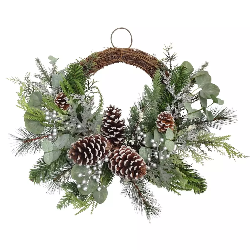 Outlet ⭐ 22" Icy Mixed Pine & Silver Berry Half Wreath by Ashland® 🎁 3 Outlet ⭐ 22" Icy Mixed Pine & Silver Berry Half Wreath by Ashland® 🎁