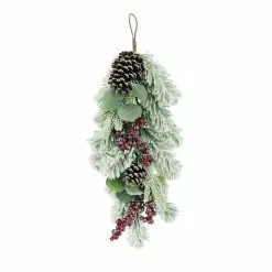 Wholesale ✔️ 24" Flocked Leaf Pinecone & Berry Teardrop by Ashland® 🤩