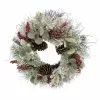 Cheap ✔️ 24" Glittery Flocked Green & Red Berry & Leaf Wreath by Ashland® ❤️