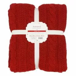 Discount 🛒 Red Cable Knit Throw by Ashland® 🤩
