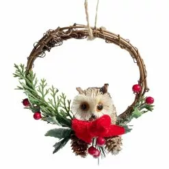 Best Sale ⭐ 4.3'' Mini Owl with Pine, Pinecone, Red Berry and Holly Leaves ❄ Christmas Ornament by Ashland® 👍