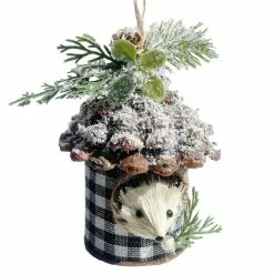 Top 10 🔥 5'' Hedgehog with White and Black Plaid Pinecone House ❄ Christmas Ornament by Ashland® ❤️