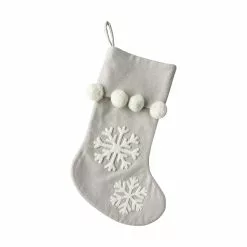 Promo 🎁 18" Snowflake Stocking With Pom Poms by Ashland® 🤩