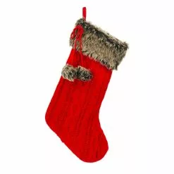 Best deal 🌟 Red Cable Knit Stocking with Faux Fur Trim by Ashland® 🛒