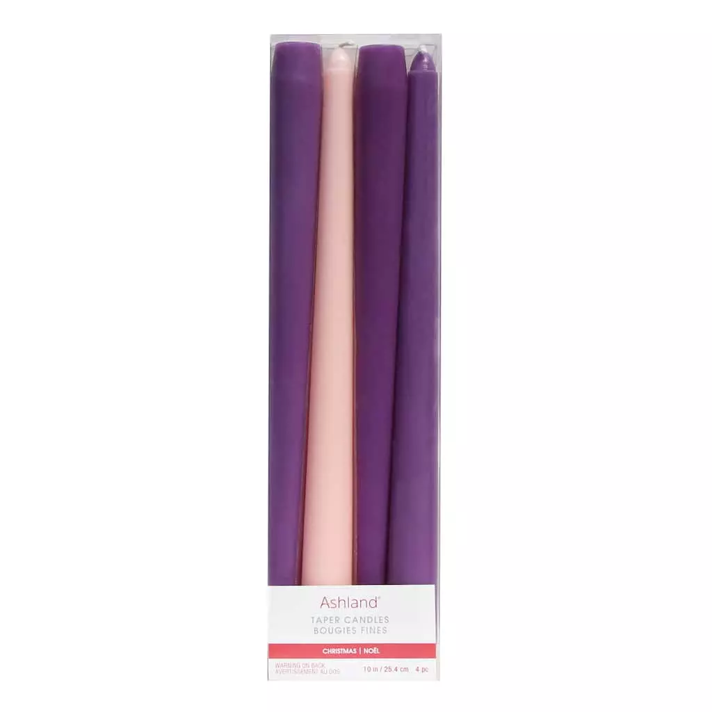 Cheap 😍 10" Smooth Purple & Pink Advent Taper Candles, 4ct. by Ashland® ⌛ 3 Cheap 😍 10" Smooth Purple & Pink Advent Taper Candles, 4ct. by Ashland® ⌛