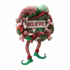 Brand new 💯 22" Red & Green Hat With Elf Legs Wreath by Ashland® ❤️