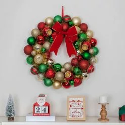 Budget 🎉 23" Red, Green & Gold Ball Ornament Wall Wreath by Ashland® 👍 -Ashland Sale Store 10699989 4