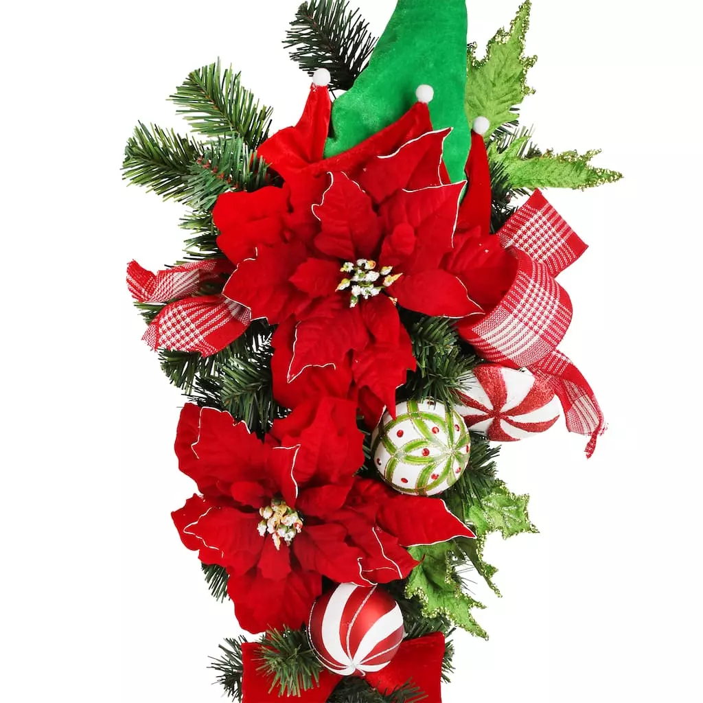 Best Pirce 😉 28" Poinsettia & Elf Leg Teardrop by Ashland® ⌛ 4 Best Pirce 😉 28" Poinsettia & Elf Leg Teardrop by Ashland® ⌛ - Image 2