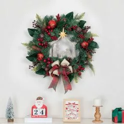 Best deal 🧨 24" Church & Red Ball Ornament Pine Wreath by Ashland® ❤️ -Ashland Sale Store 10700019 4