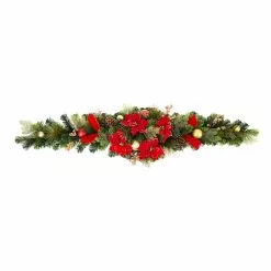 Best Pirce ⭐ 72" Red Poinsettia Mixed Pine Garland by Ashland® ⌛