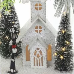 Cheapest 😀 20" White Lantern With Pine, House & LED Lights by Ashland® 🥰 -Ashland Sale Store 10700064 3