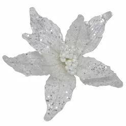 New 🔥 White Glitter Poinsettia Pick by Ashland® 🌟