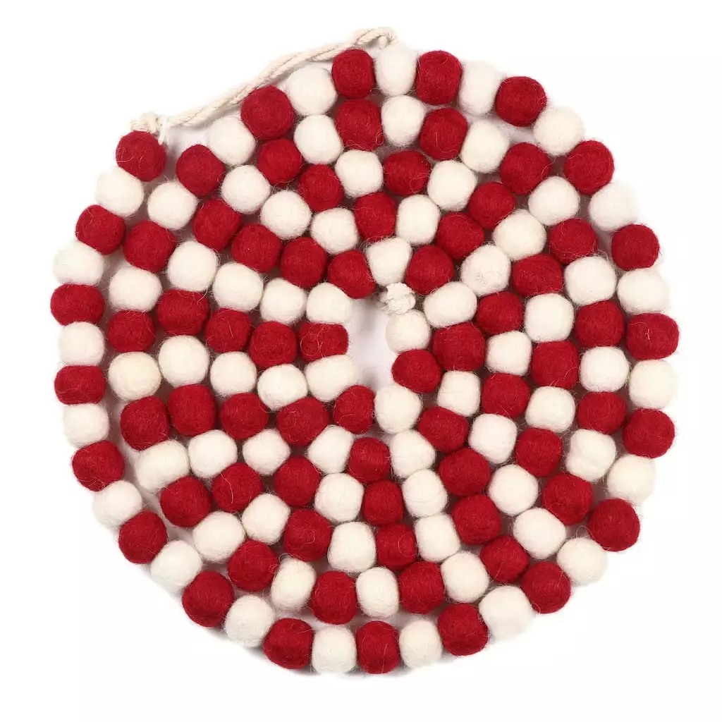 Best Sale 😍 6ft. Red & White Skinny Pom Pom Garland by Ashland® 🥰 3 Best Sale 😍 6ft. Red & White Skinny Pom Pom Garland by Ashland® 🥰