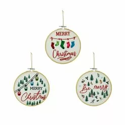 Deals 🔔 Assorted Christmas Greeting Embroidery Hoop Wall Accent by Ashland® 😉