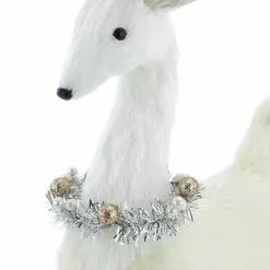 Promo 👏 20.5" White Standing Deer with Tinsel Wreath Tabletop Figure by Ashland® ✔️ -Ashland Sale Store 10700887 3