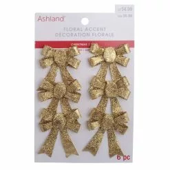 Coupon ❤️ Gold Glitter Bows, 6ct. by Ashland® Christmas ⭐