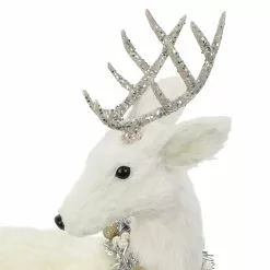 Flash Sale ⌛ 16" White Sitting Deer with Tinsel Wreath Tabletop Figure by Ashland® 🎁 -Ashland Sale Store 10701491 3