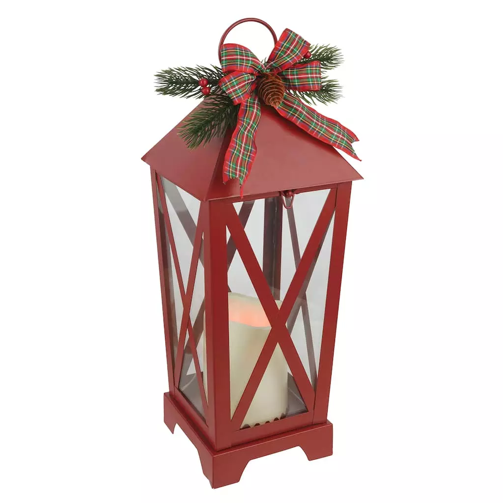 Brand new 🛒 16" Red LED Candle Lantern with Greenery by Ashland® ⭐ 4 Brand new 🛒 16" Red LED Candle Lantern with Greenery by Ashland® ⭐ - Image 2