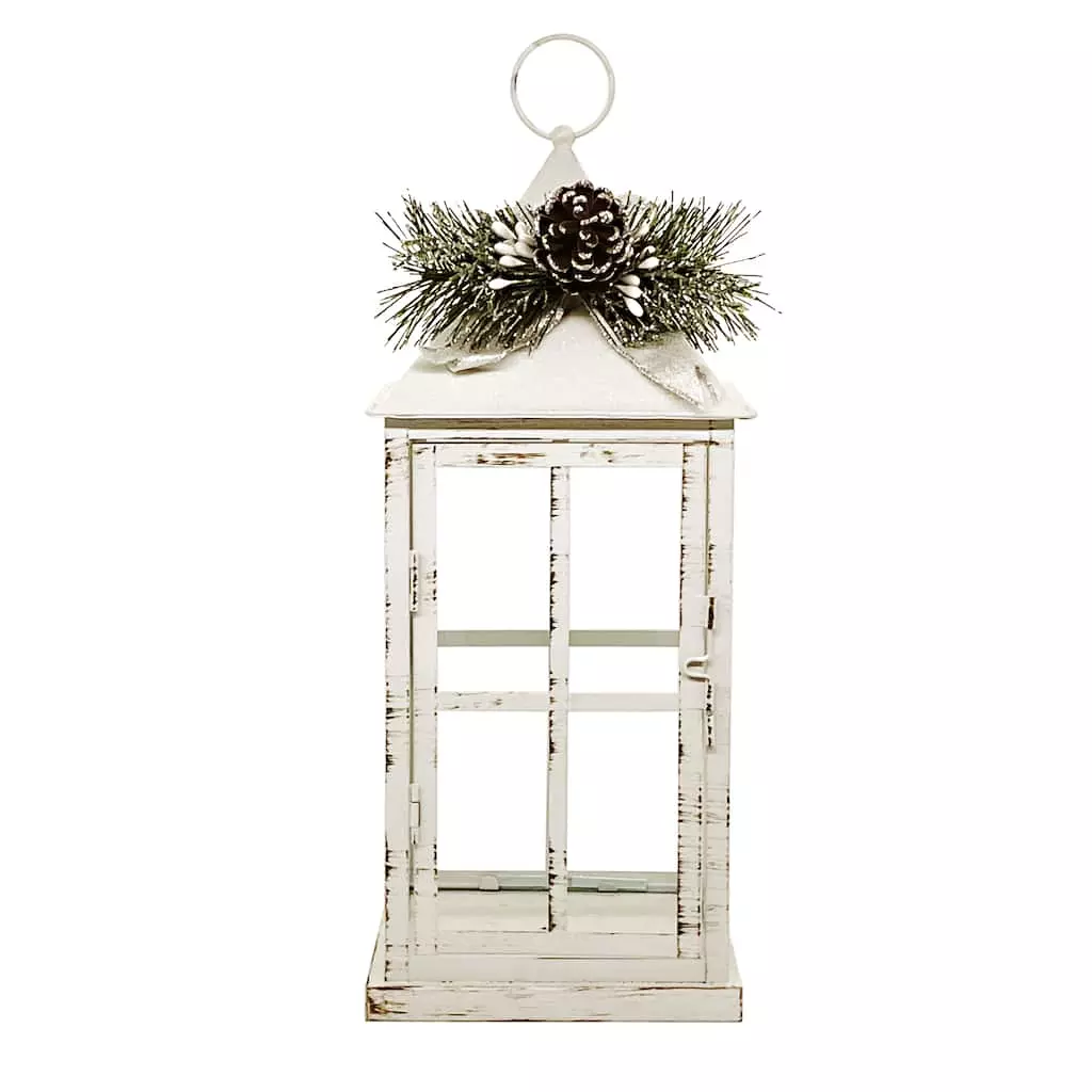 Best Pirce 🔔 15.75 White Lantern with Frosted Pine Sprig by Ashland® ⭐ 3 Best Pirce 🔔 15.75 White Lantern with Frosted Pine Sprig by Ashland® ⭐