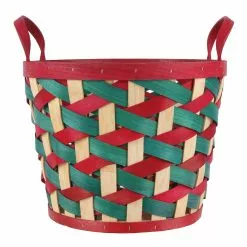 Promo 👏 11.5" Large Red and Green Woven Wood Chip Basket by Ashland® 👏