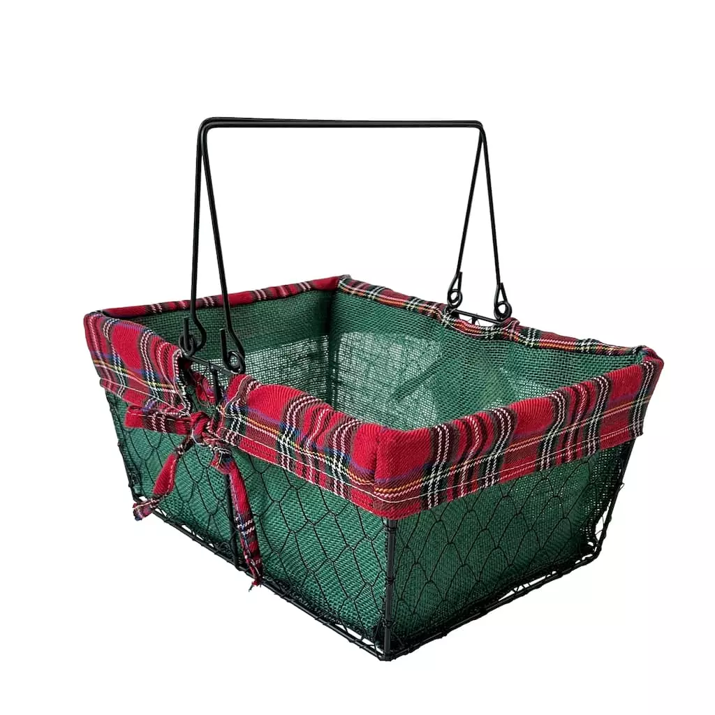 Hot Sale 🤩 13" Large Wire Basket with Green Burlap by Ashland® ✨ 4 Hot Sale 🤩 13" Large Wire Basket with Green Burlap by Ashland® ✨ - Image 2