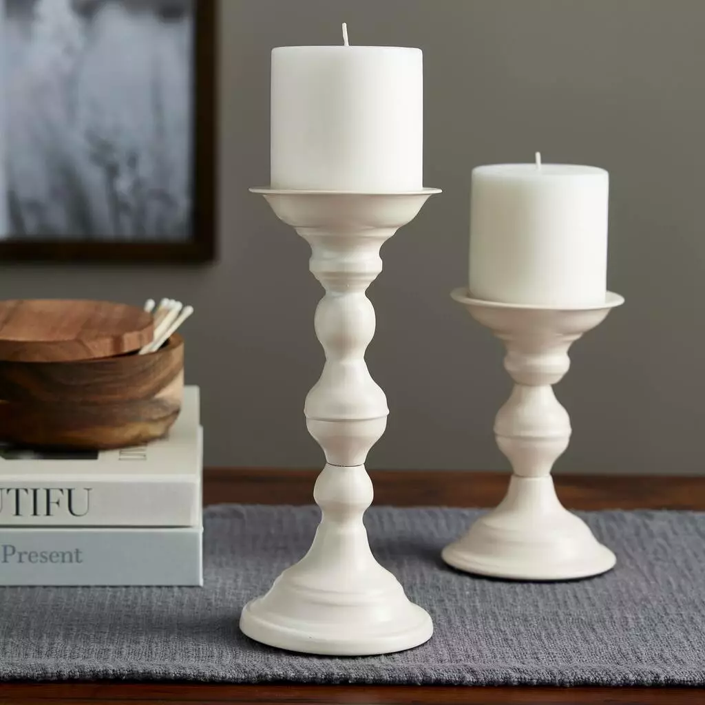 New 🥰 6 Pack: 9" Cream Metal Pillar Candle Holder by Ashland® ⌛ 4 New 🥰 6 Pack: 9" Cream Metal Pillar Candle Holder by Ashland® ⌛ - Image 2